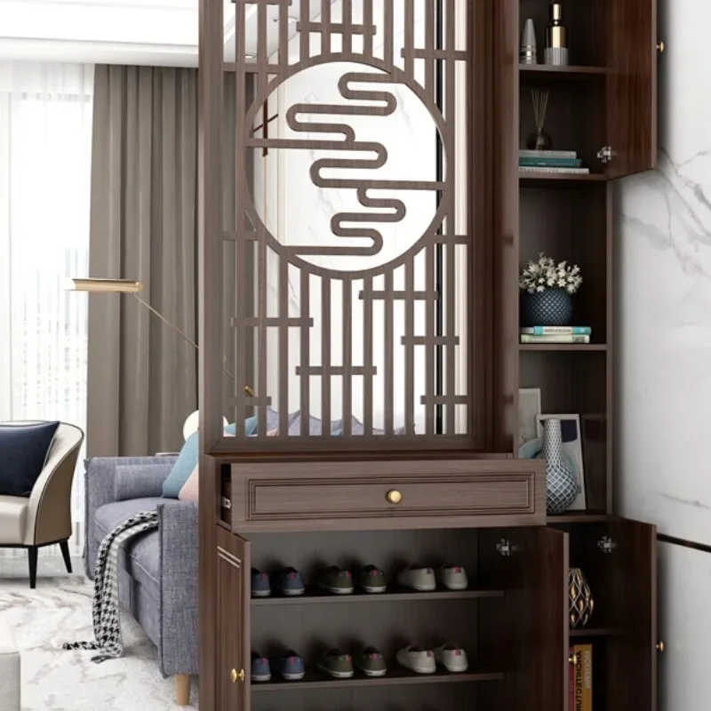 New Chinese-style entrance hall cabinet, solid wood partition, screen room hall cabinet, entrance door