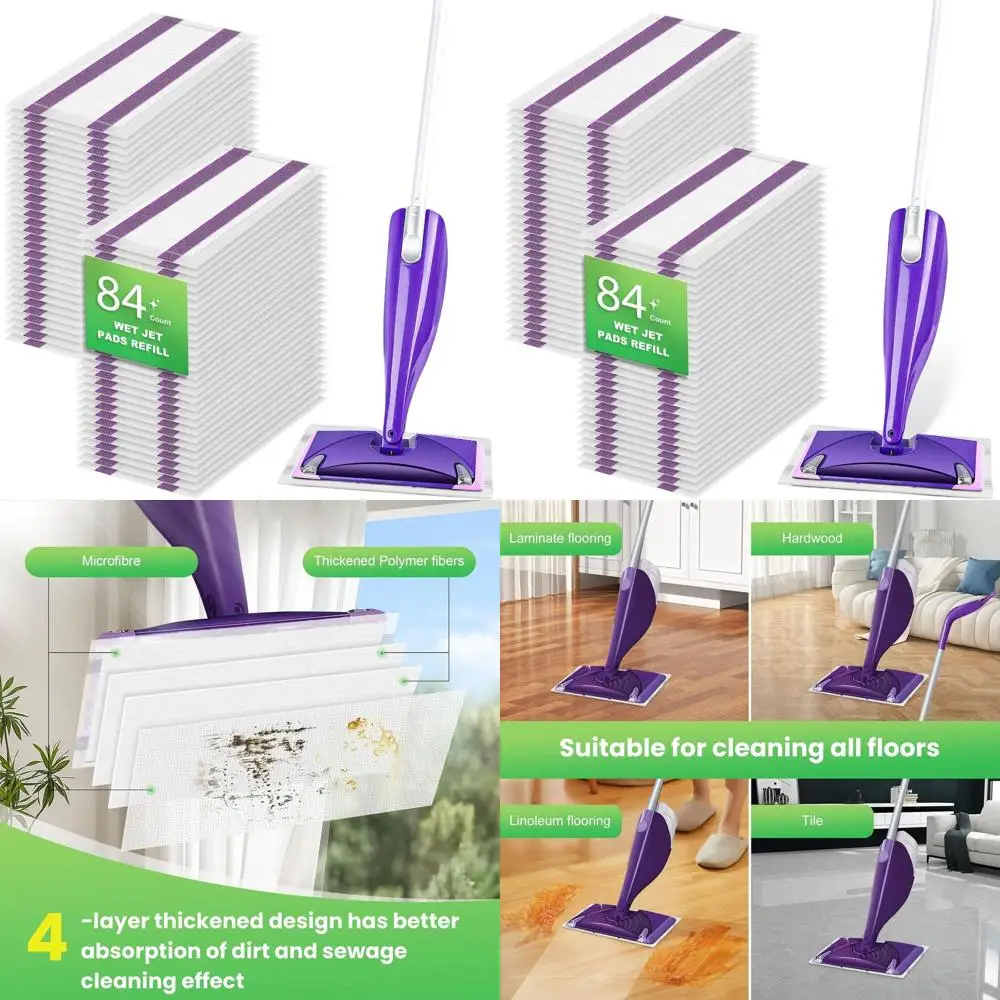 

Swiffer Compatible Wet Jet Pads 84-Pack, Refillable for Power Mop, Unscented Floor Cleaning