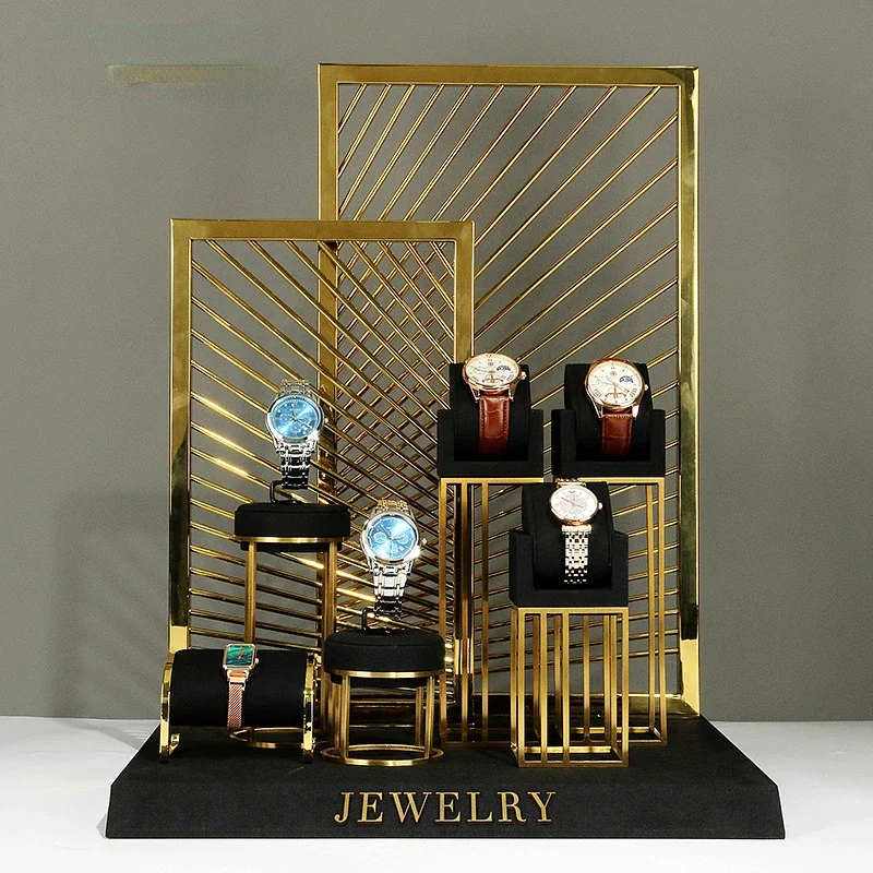 

Викно набора дисплея часов, черная ультратонкая подставка для наручных часов, счетчик, опора для дисплея моста часов