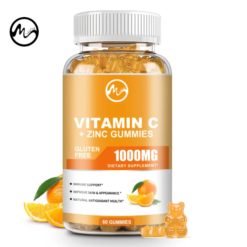 Minch Vitamin C gummies 1000 mg Nutritional Supplement Antioxidants Promote Skin Hair Nails and Immune Health