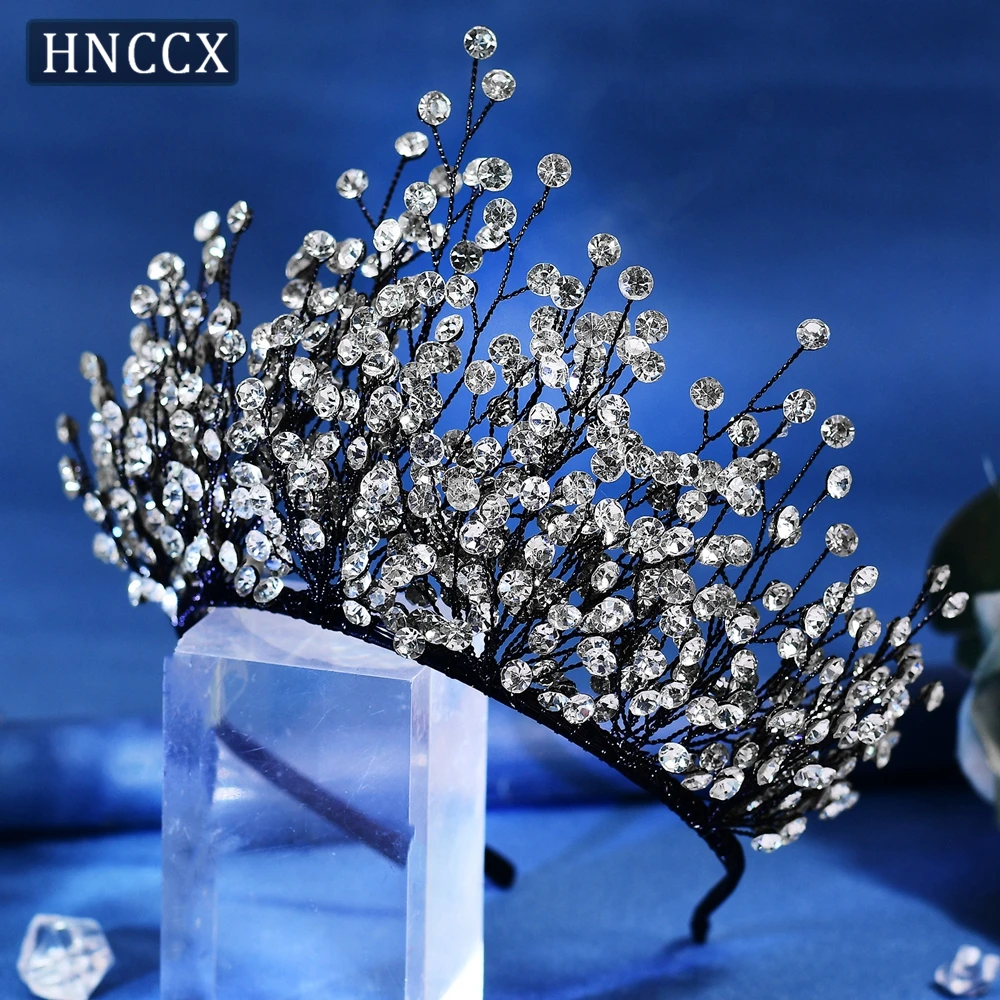 

HNCCX Luxury Silver Color Crystal Bridal Tiaras Crown Rhinestone Pageant Earring Headpieces Set Wedding Hair Accessories CP846