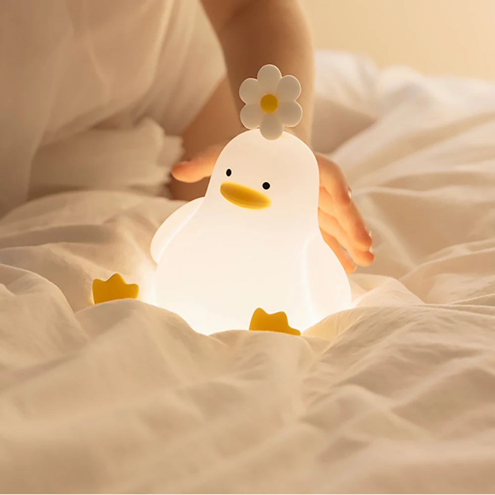 

Cute Duck Led Night Light USB Rechargeable Nightlights Silicone Lamp Touch Switch Children Kid Bedroom Decoration Birthday Gift