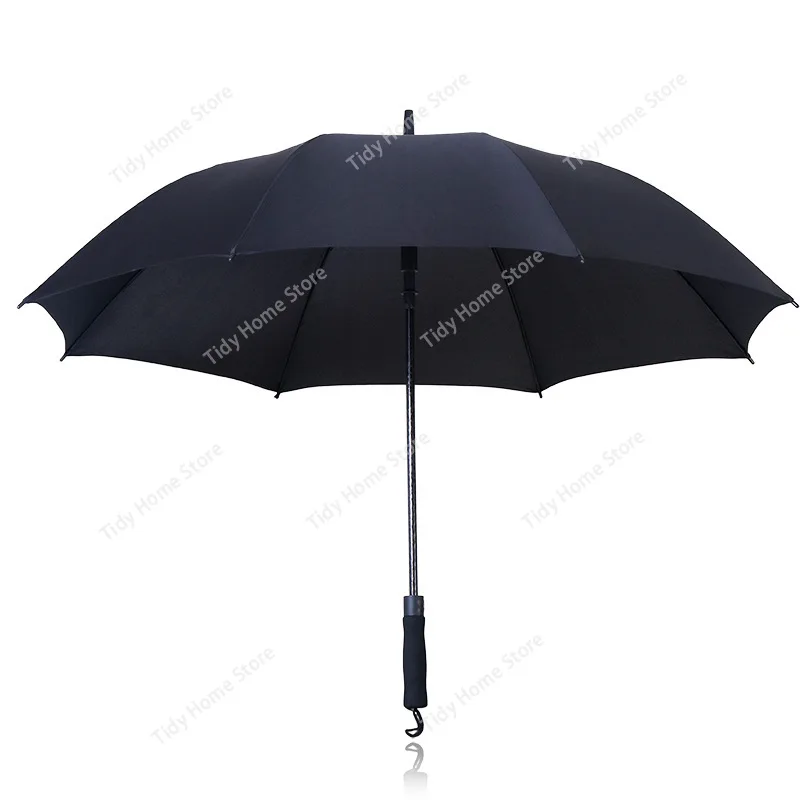 

Легкий роскошный зонт в стиле ретро с длинной ручкой, двойной автоматический зонт от солнца для джентльмена, чистый черный солнцезащитный зонт, интегрированный