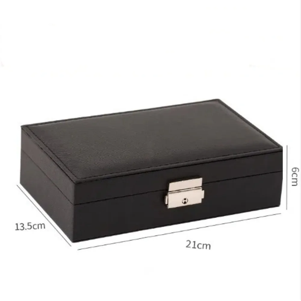 عبوة مجوهرات ذات سعة كبيرة قابلة للقفل مع قفل صندوق مجوهرات على الطراز الأوروبي مقاوم للغبار بلون سادة