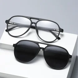 Polygon Magnet Clip Myopia Sunglasses 6 in 1 Men Women Glasses Frame Double Beam Custom Prescription Eyewear