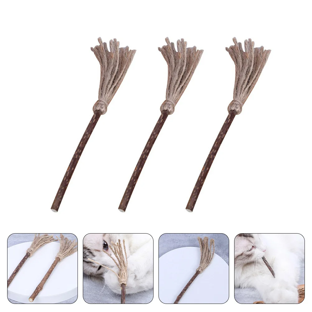 

3pcs Wooden Cat Teaser Stick Tassel Cat Interactive For Kitten Pet Playing Exercise Teeth Cleaning Plaything Supplies
