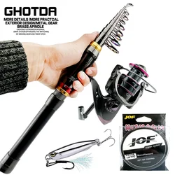 1.8M-3.6M Telescopic Spinning Sea Fishing Rod Reel Set Ultralight Baitcasting Pole with Metal Spool Max Resistance 3-8kg Pesca