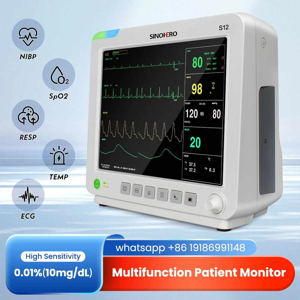 12,1-дюймовый цветной TFT ЖК-монитор пациента Монитор жизненно важных функций человека ЭКГ, RESP, NIBP, SpO2, TEMP (вариантIBP и Etco2) 12,1-дюймовый цветной TFT ЖК-монитор пациента Монитор жизненно важных функций человека ЭКГ, RESP, NIBP, SpO2, TEMP (вариантIBP и Etco2)