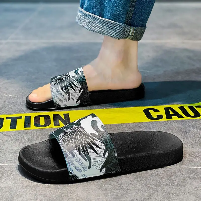 Cartoon Cute Pattern Non-Slip Platform Slippers for Women Men Indoor Bathroom House Slides Matching Soft Sole Home Sandals