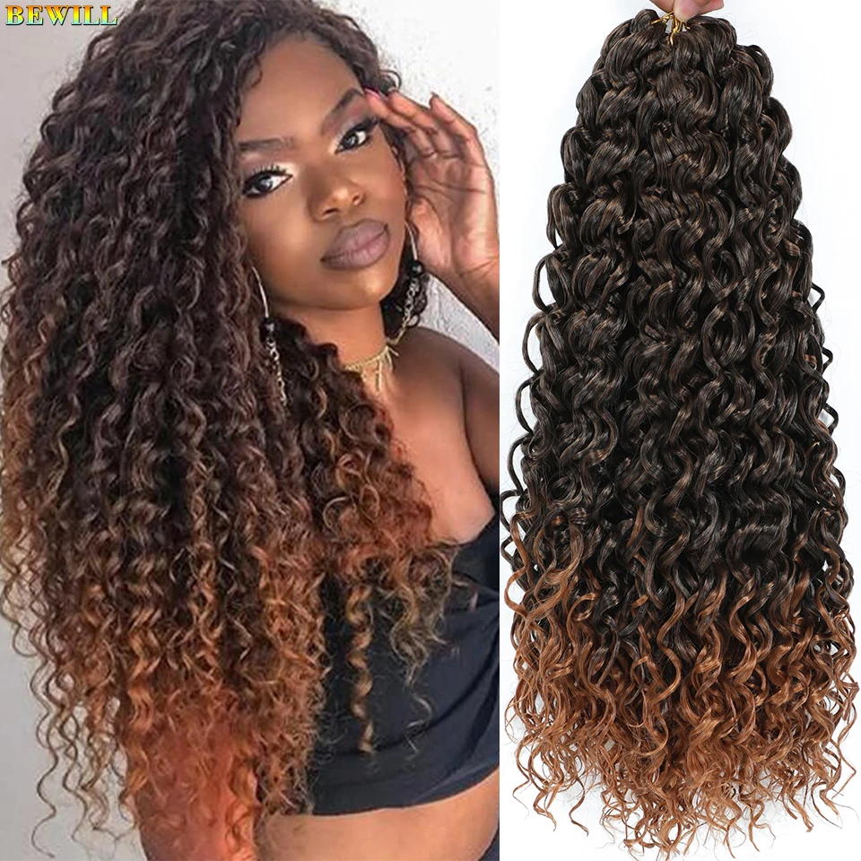 BEWILL GoGo Curl Häkelhaar 14 18 Zoll Wasserwelle Strand Curl Häkelhaar Ombre Synthetische böhmische Zöpfe Haarverlängerungen 1B – Detail 9