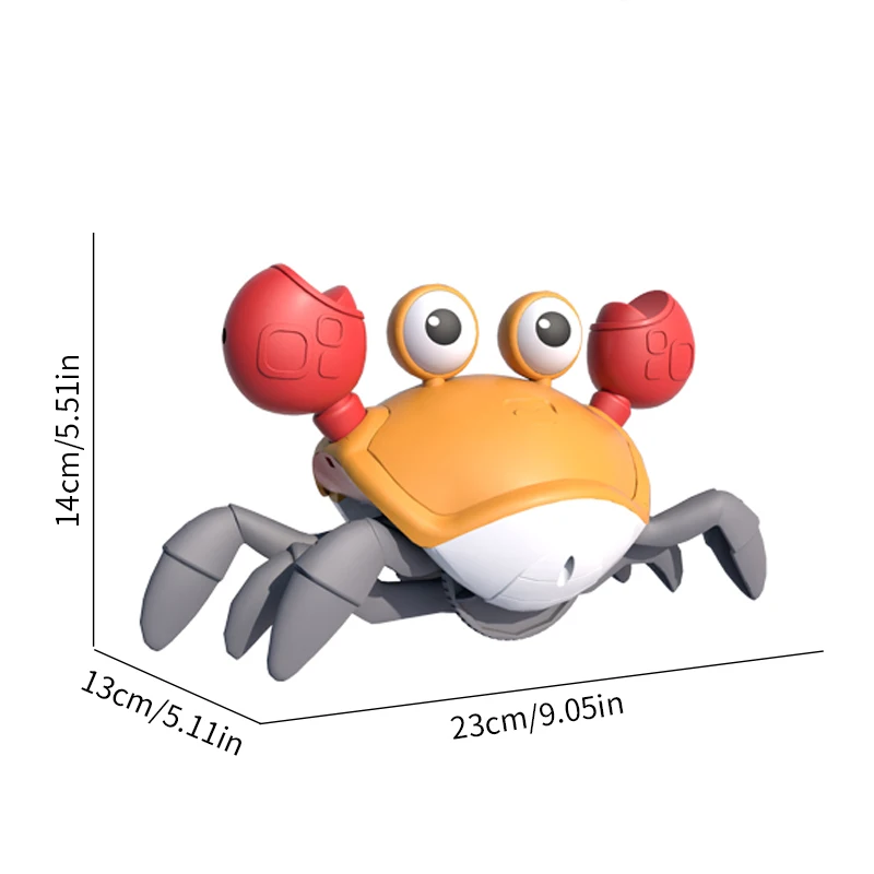 Dancing Crab Toy for Babies Crawling Interactive Escape Crabs Walking Dancing with Music Automatically Avoid Obstacles Toys