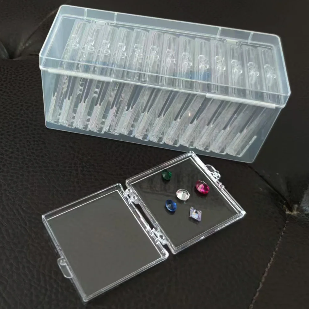 Sale Adhesive Loose Diamond Display Box 14Pcs Gemstone Storage Case Stone Packaging Box Sticky Gems Organizer Holder With Case