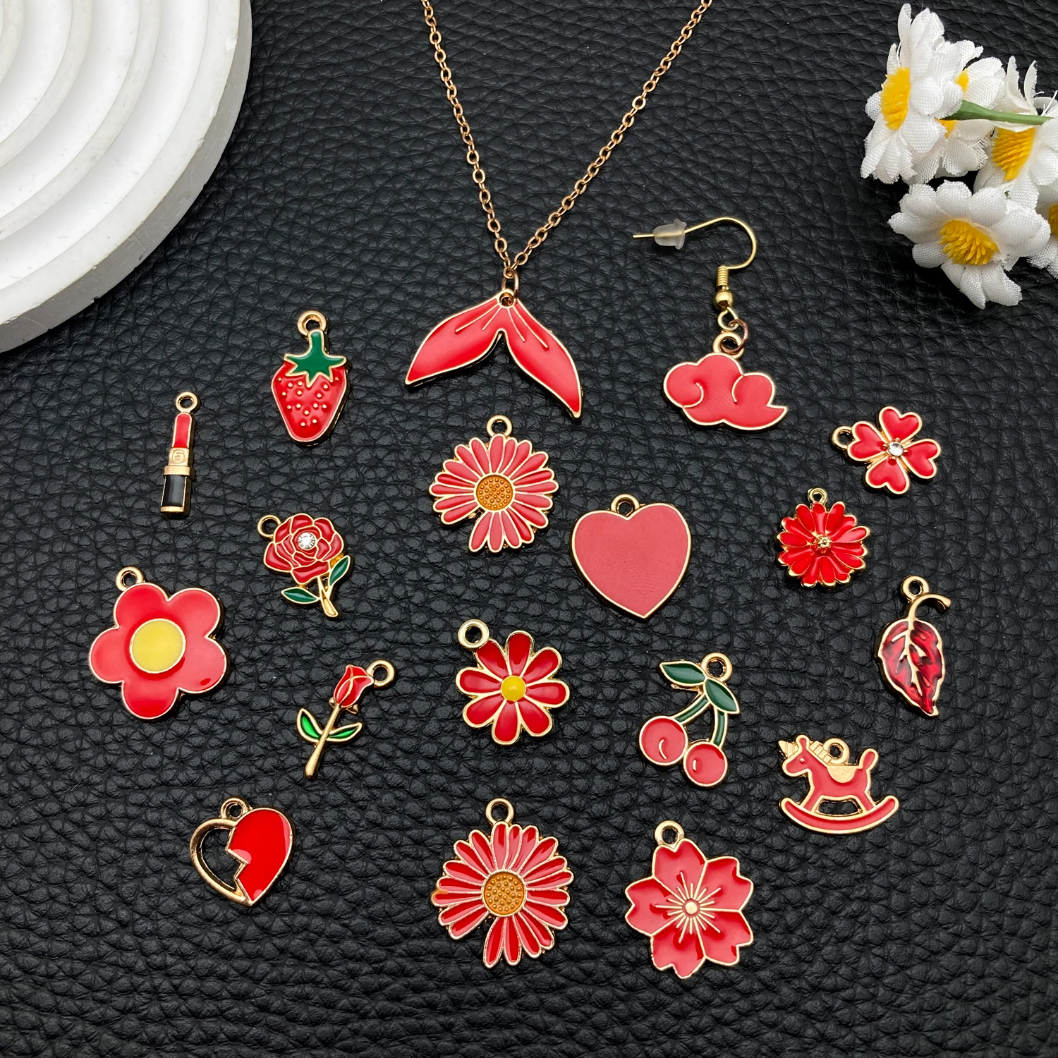 20/50/100pcs Bright Red Charm Assortment - DIY Craft Materials for Handmade Earrings, Bracelets, Necklaces & Keychain/Bag Access - view 5