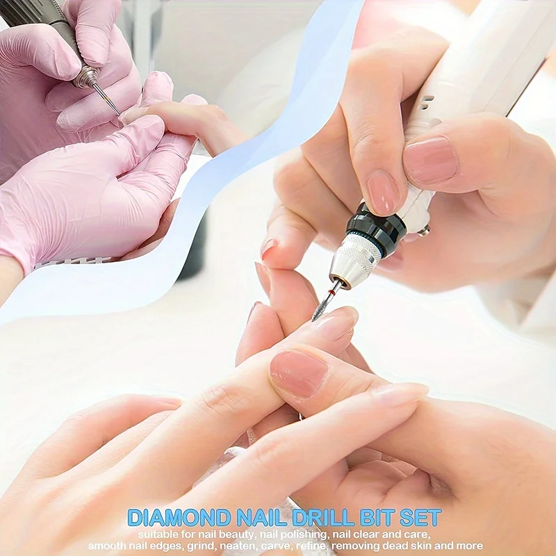 Głowice do frezarki do paznokci, diamentowe, polerujące, szlifujące, do usuwania żelu akrylowego, elektryczne, wymienne głowice do frezarki do manicure.