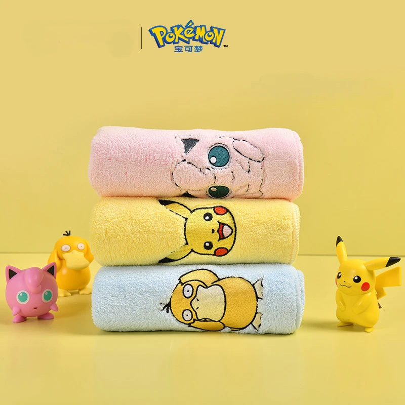 Pokmon Series Pikachu Coral Velvet Adult Towel Soft Strong Absorbency Cute Cartoon Face Towel Does Not Drop Hair Child Towel