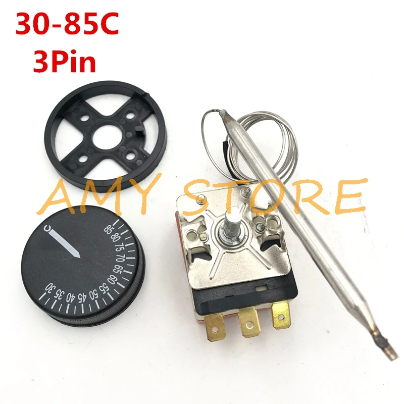 Controlador de temperatura ajustável do termostato Aquecedor de água do forno 30 85C, 30-110C, 50-300C, 60-200C, NC, 2Pin, NO, 3Pin