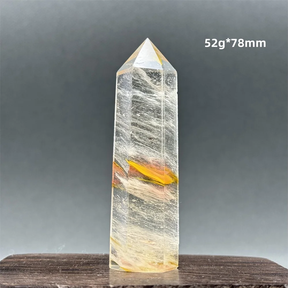 Artificial Quartz Tiger Skin Smelted Stone Tower Yellow Stripe Crystal Wand Reiki Healing Meditation Witchcraft Home Decor