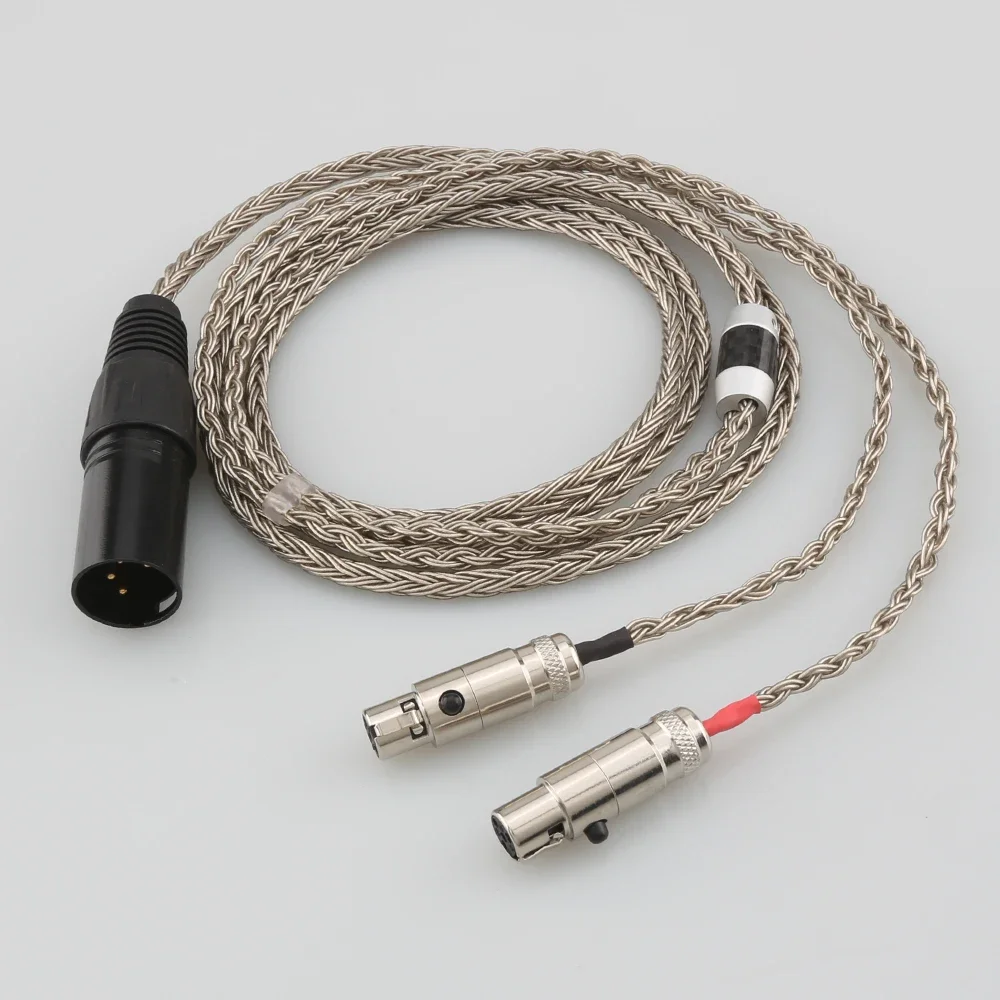 16 núcleo de alta fidelidade 4pin occ 2.5 3.5 4.4mm xlr balanceado fone de ouvido cabo atualização banhado a prata para audeze lcd 3 LCD-2 lcd2 LCD-4
