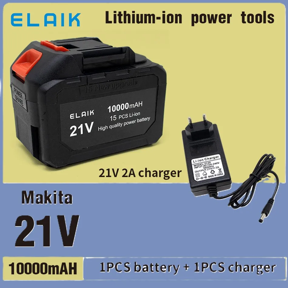 Suitable for Makita 18V21V10A  Power tools Electric screwdriver Electric drill Large capacity lithium ion battery