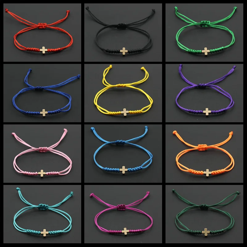 Men Bracelet Lucky Christian Cross Braided Adjustable Rope Chain Bracelets & Bangles for Men Women Couple Friendship Jewelry
