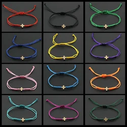 Men Bracelet Lucky Christian Cross Braided Adjustable Rope Chain Bracelets & Bangles for Men Women Couple Friendship Jewelry