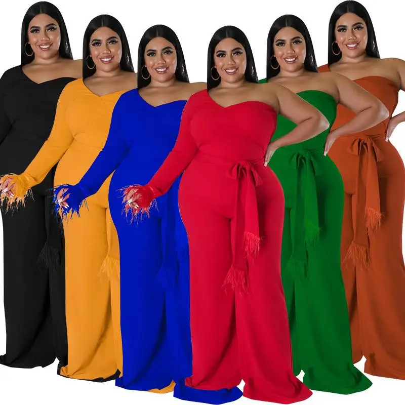 

plus Size Women's Jumpsuit Straight Leg Knitted mid Waist Large Size One-Piece Suit Comfortable Fit Workwear Casual Pants