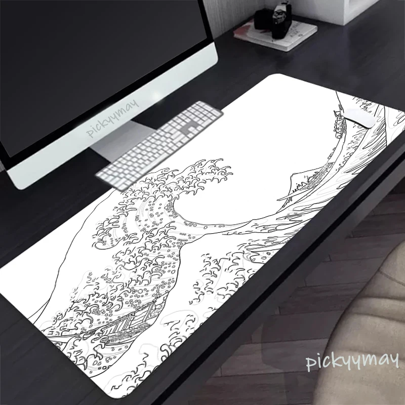 

Great Wave Mouse Pad Large White Mousepad Keyboard Mat XXXL Mouse Mats 100x50cm Rubber Black Desk Pad Design Table Carpet