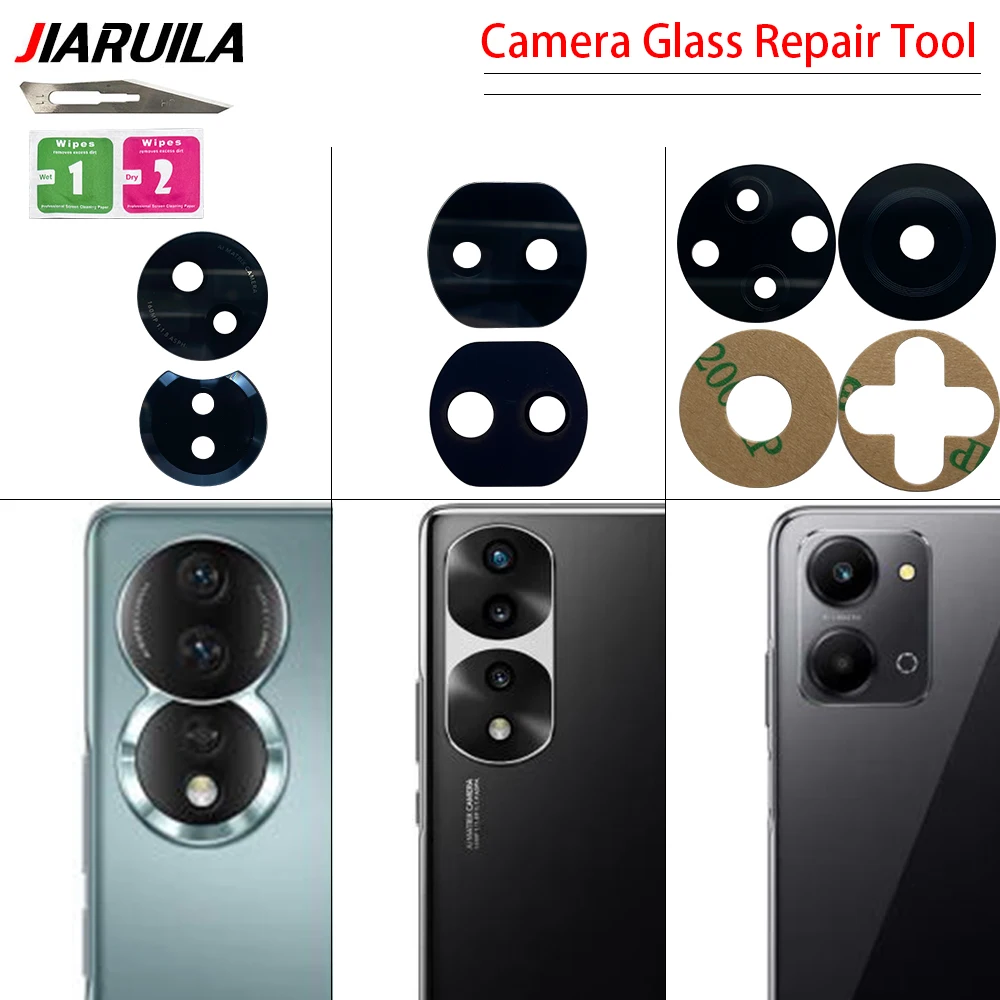 10Pcs, Back Rear Camera Glass Lens With Adhesive For Huawei Honor 60 70 80 Pro Se X6 X7 X7A X8 X8A X9 X30 X40 4G 5G