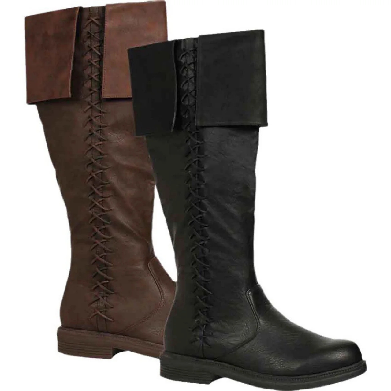 Botas medievales Retro renacentistas vikingas de Pu de Color sólido para hombre, botas de juego de rol, botas de montar Steampunk pirata, zapatos de fiesta de Halloween