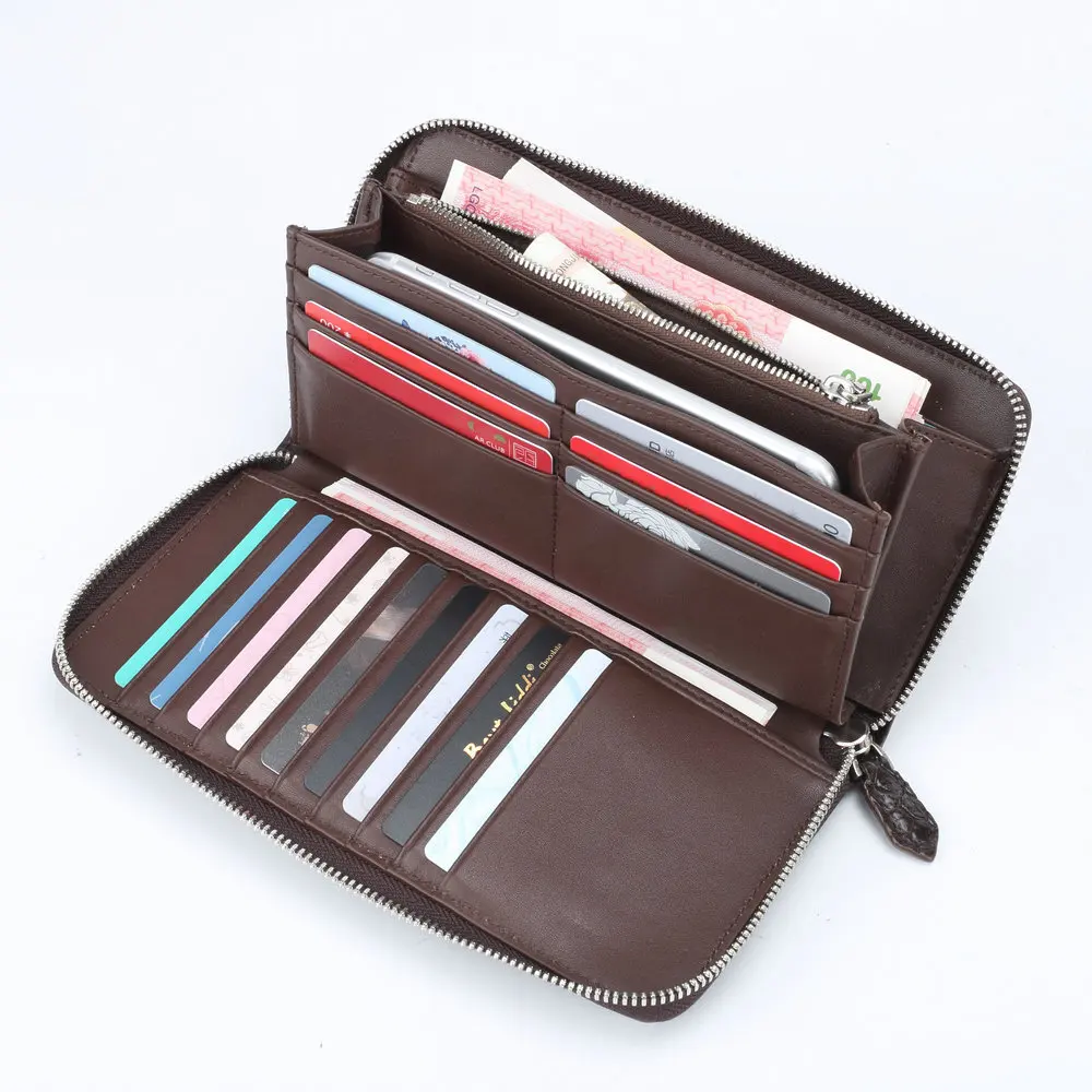 New Fashionable British Style Thai Crocodile Handbag Spliced Belly Men Long Wallet Business Casual Leather Clutch Women Wallets