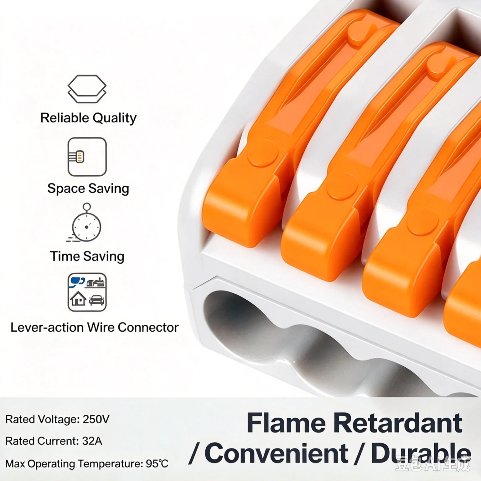30PCS Boxed PCT-212 Lever Wire Connectors, Push-type Quick Splice Terminal Block, Parallel Wiring Electrical Wire Connector Set