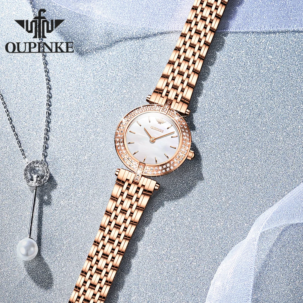 OUPINKE 3191 Luxury Quartz Watches for Women Original Brand Swiss Movement Diamond Sapphire Crystal Elegant Ladies Wristwatches