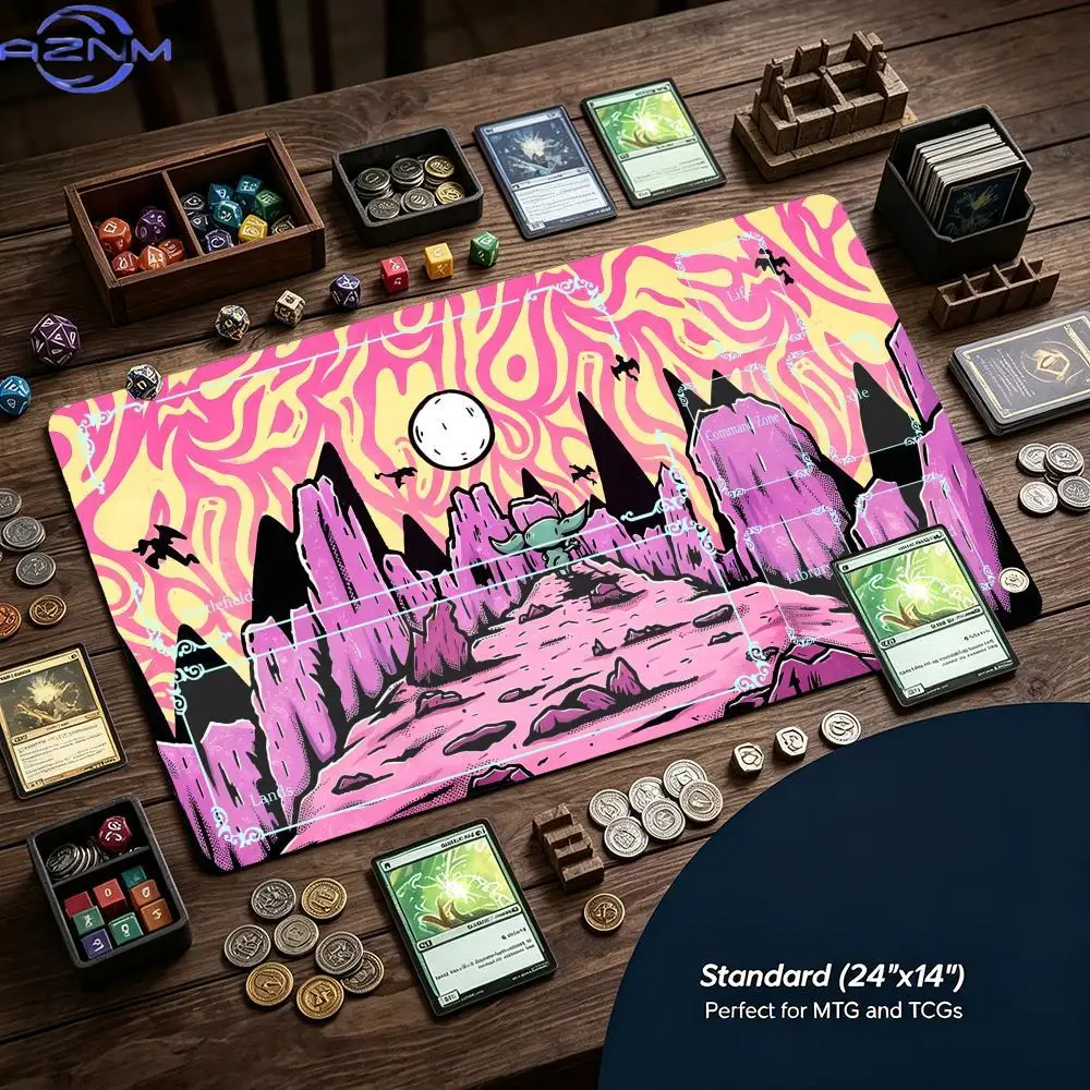 Trippy Pink Mountain Magic Playmat Mouse Pad Playmat MTG TCG Office Desk Mat for Work Game PC Laptop Rug Carpet MousePad
