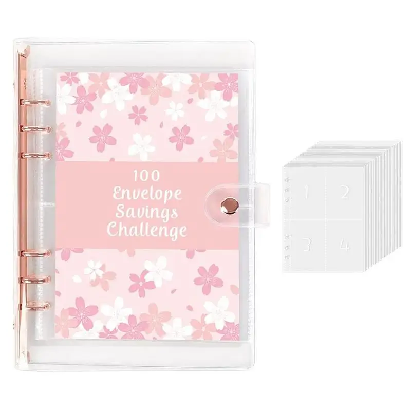 Money Saving Binder 100 Day Money Organizer Savings Challenge Cash Envelopes Budget Book Waterproof Reusable Budget Binder Book