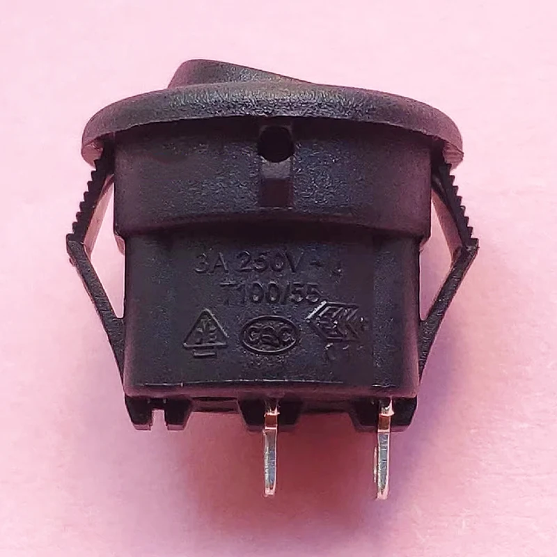 

The two-legged two-position black circular boar-shaped rocker switch MR5-110-R5N-BBW has a 15MM opening