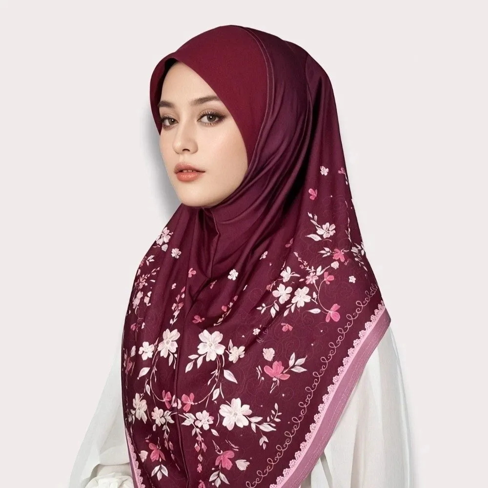 Breathable Eid Al-Fitr Long Floral Turban Adjustable Cotton Printed Arab Lady Headscarf Multiple Colors Versatile