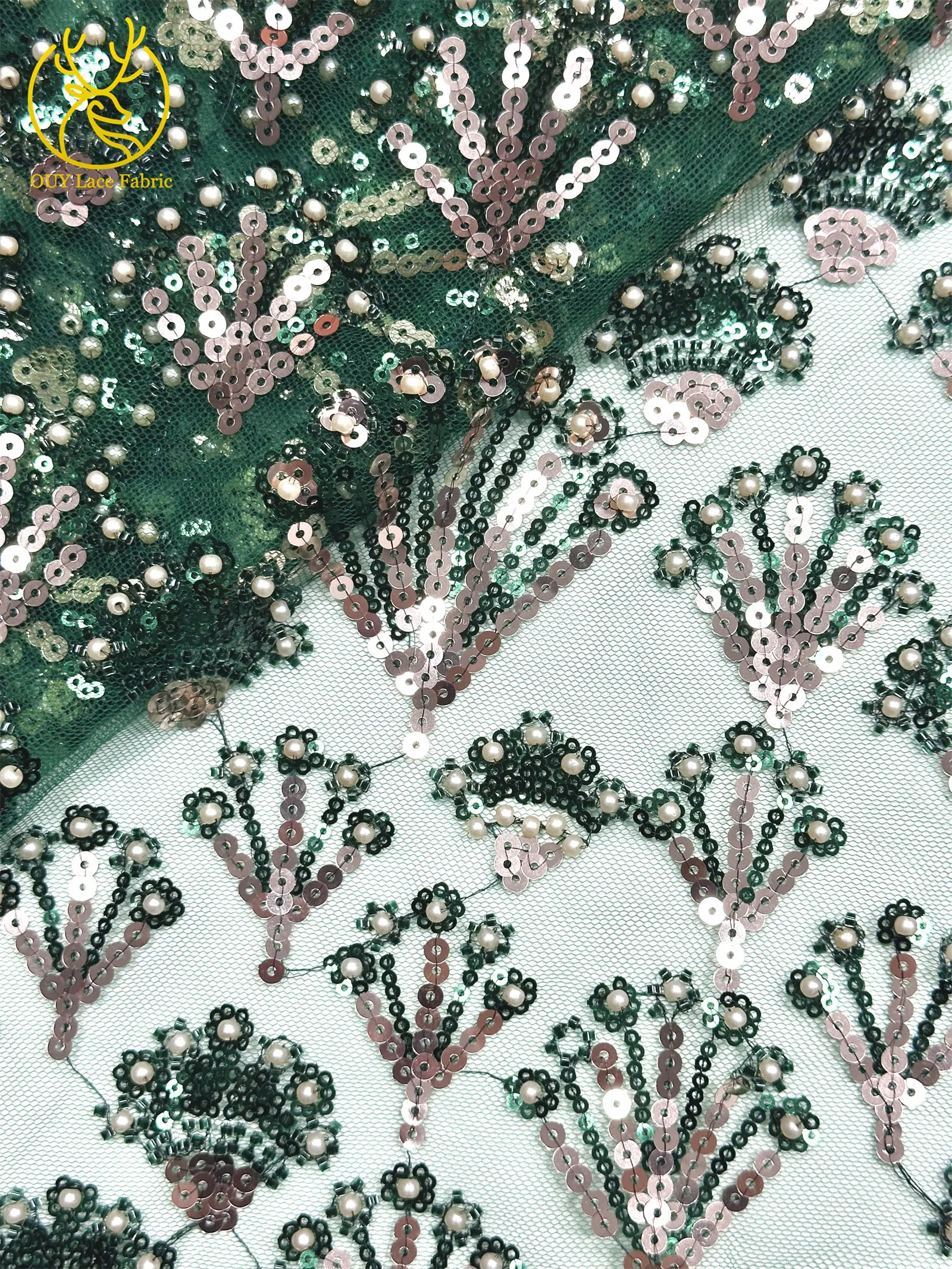 Luxuriöser französischer Perlen-Pailletten-Spitzenstoff 5 Yards Premium Hochzeitsstoff Nigerianischer Bräutigam Bestickter Tüll-Spitzenstoff für Brautkleider – Detail 21