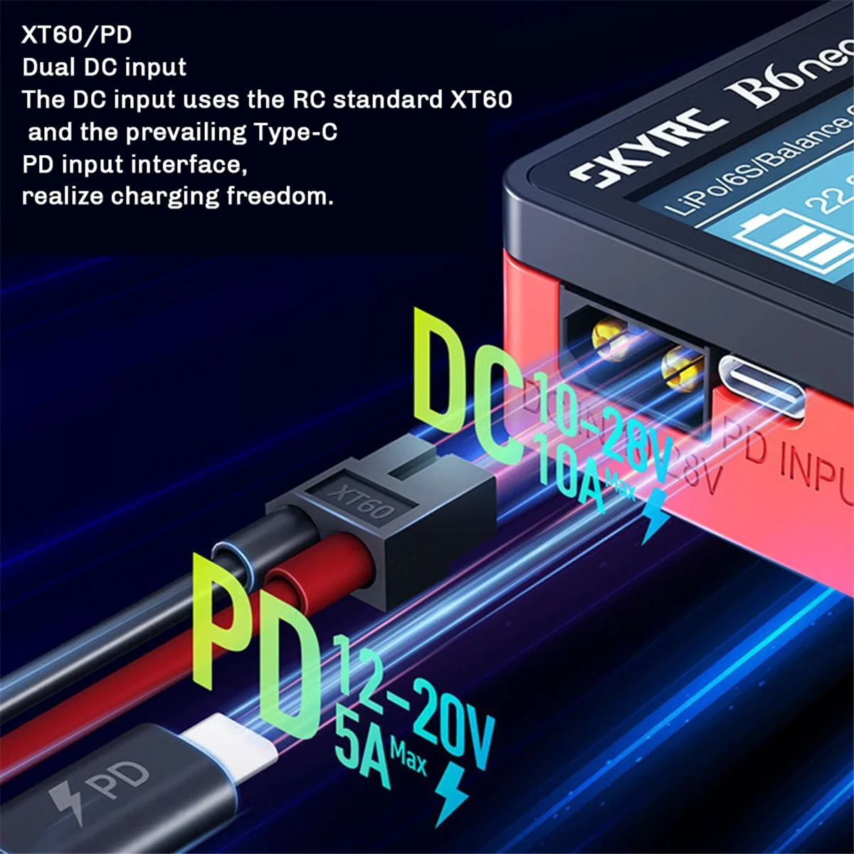 Skyrc B6 Neo Smart Oplader Dc 200W Pd 80W Lipo Batterij Balans Oplader SK-100198 Compacte 6S Lader Ontlader