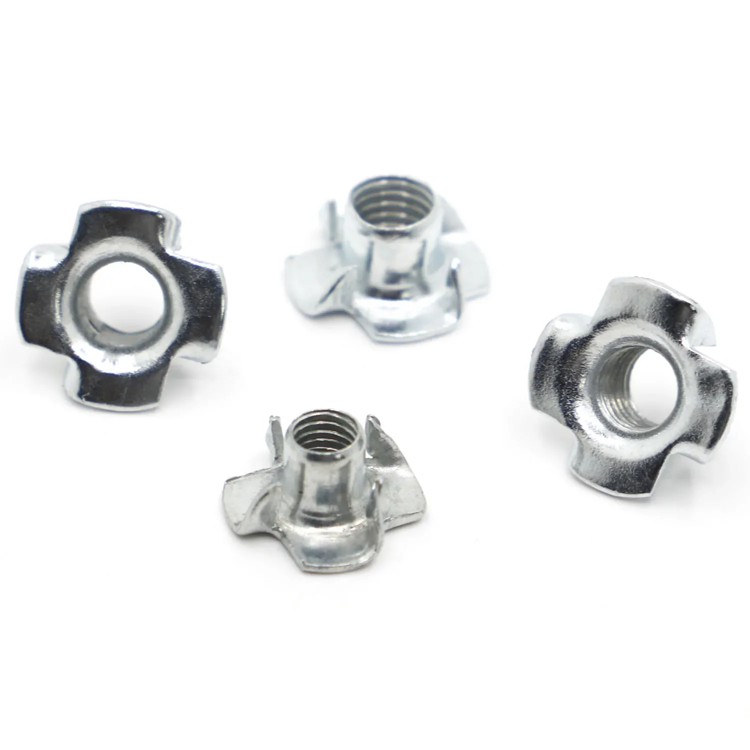 20pcs M3 M4 M5 M6 M8 M10 Zinc Plated Four Claws Nut Speaker T-nut Blind Pronged Insert Tee Nut Furniture Hardware