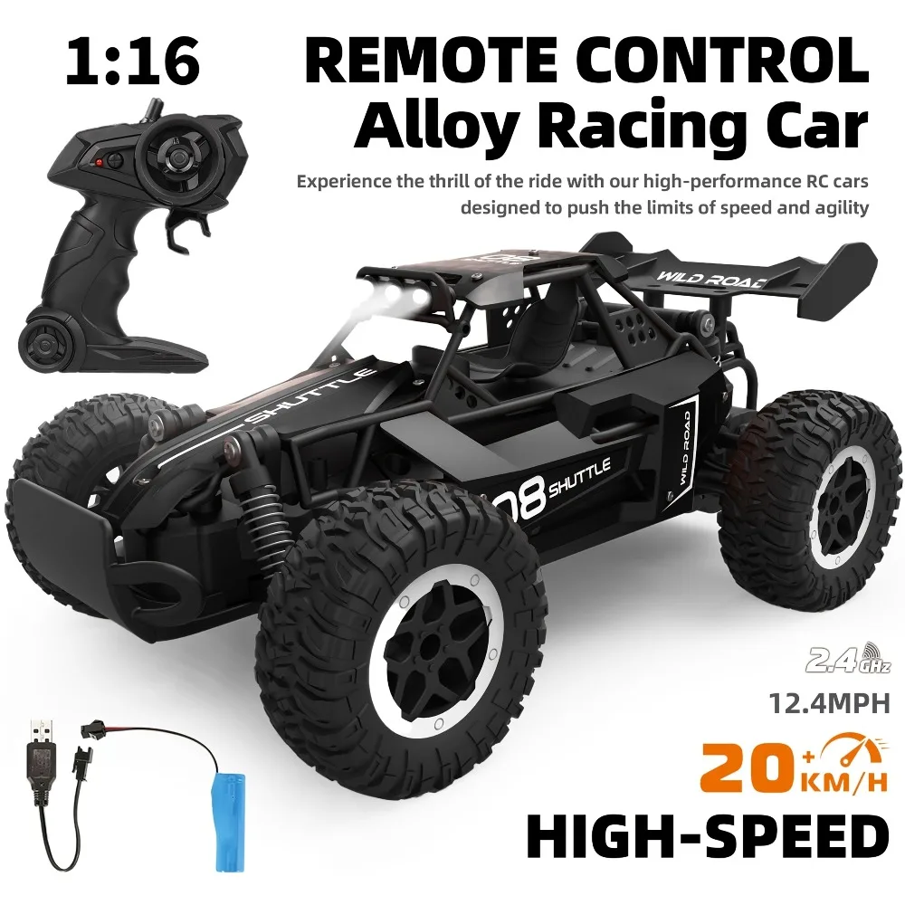 Remote Control Off-road 1:16 Scale Racing Car Model, 2.4GHz High-speed RC Car, Durable Alloy Body And Safety Design Kids Toy Car