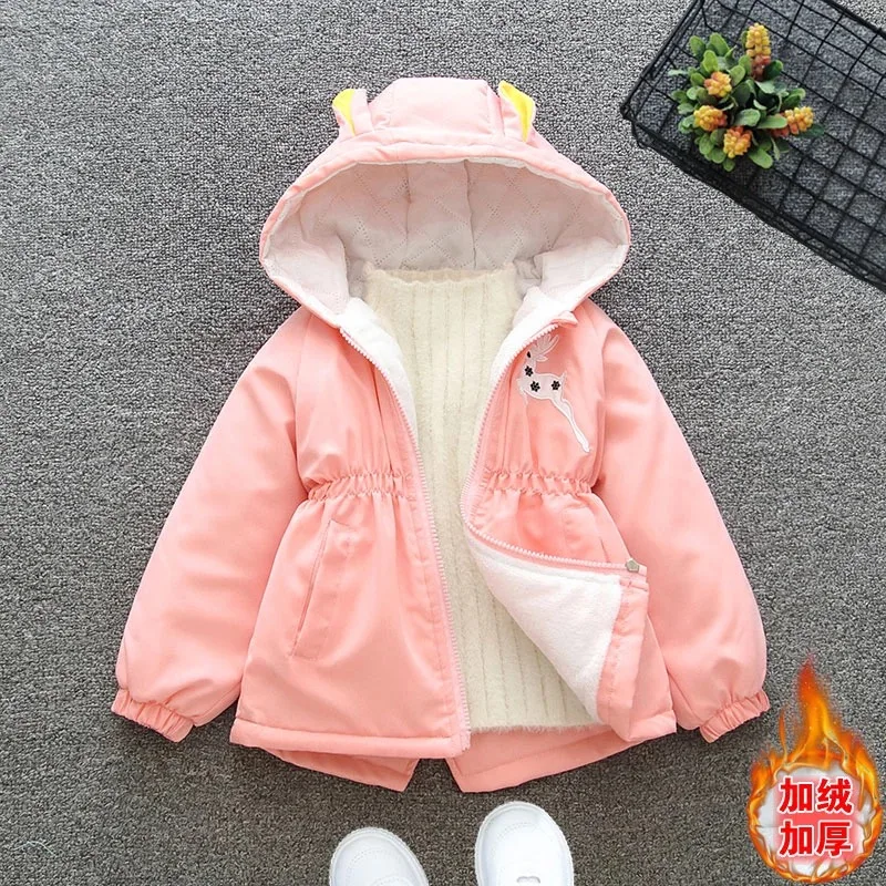 Keep Warm Winter Jackets For Girls Cute Christmas Little Princess Coat Thick Kids Windbreaker Hooded Children Outerwear Clothing