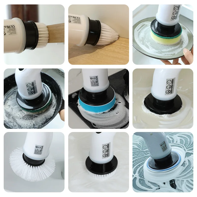 휴대용 전동 스핀 스크러버 주방 자동 브러쉬 충전식 핸드헬드 전동 청소 브러쉬