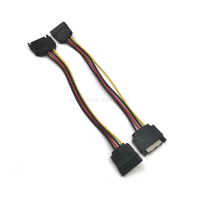 1Pc 15 Pin SATA Hard Disk Power Wire Male to Female 15P SATA Adapter Power Extension Cable Cord 20cm