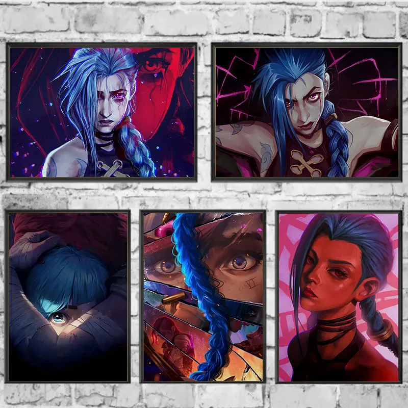 League of Legends Animation Anime Arcane LOL Tv Series Poster Jinx Art Gaming Room Wall Decor Unique Gamer Gift Canvas Painting