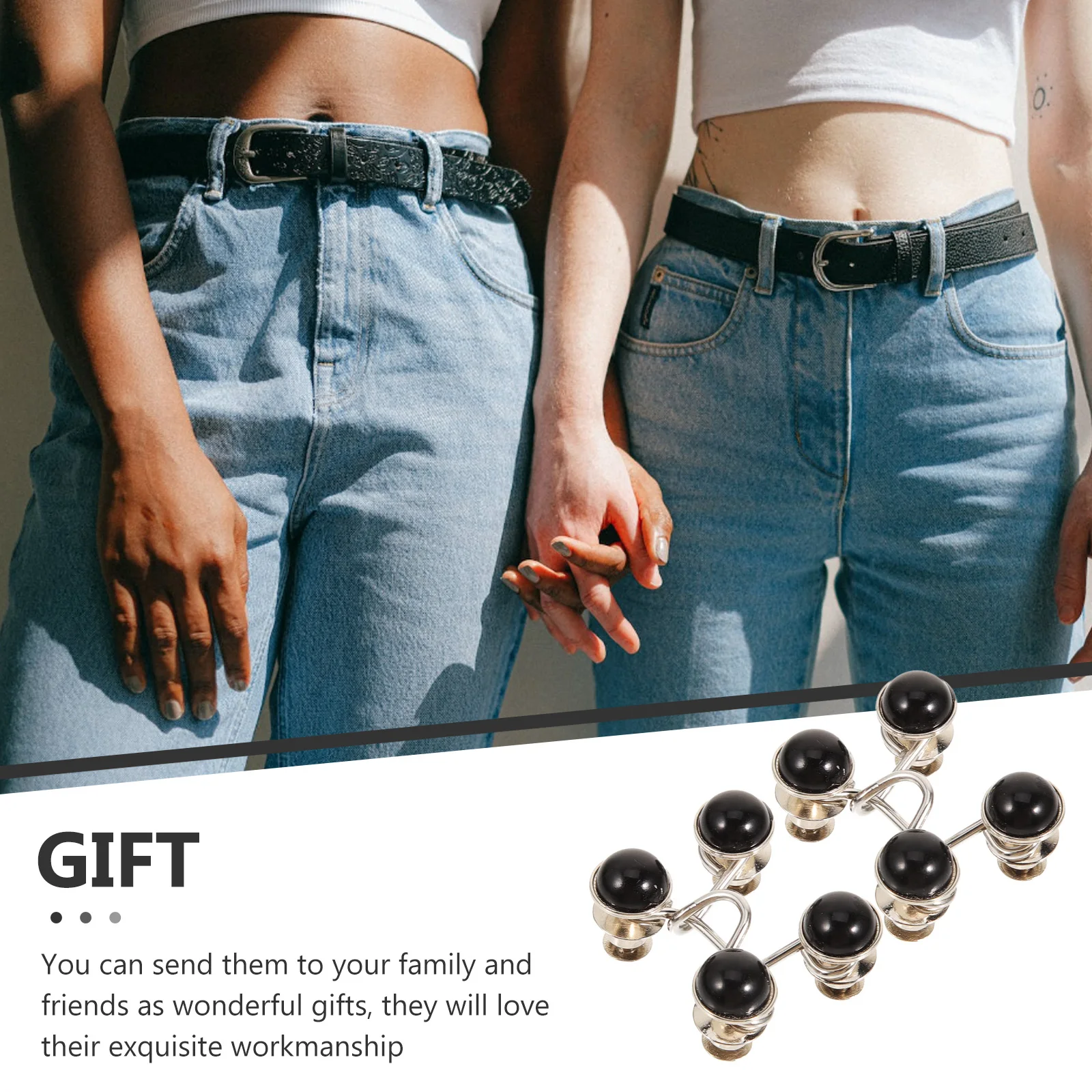 

2Pcs Stylish Alloy Waist Adjusting Tool Chic Jeans Tightening Button Clips for Trousers