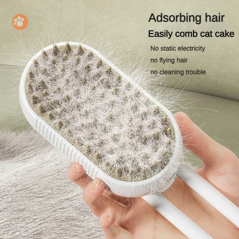 Steamy Dog Brush Electric Spray Cat Hair Brush 3 in1 Dog Steamer Brush for Massage Pet Grooming Removing Tangled and Loose Hair