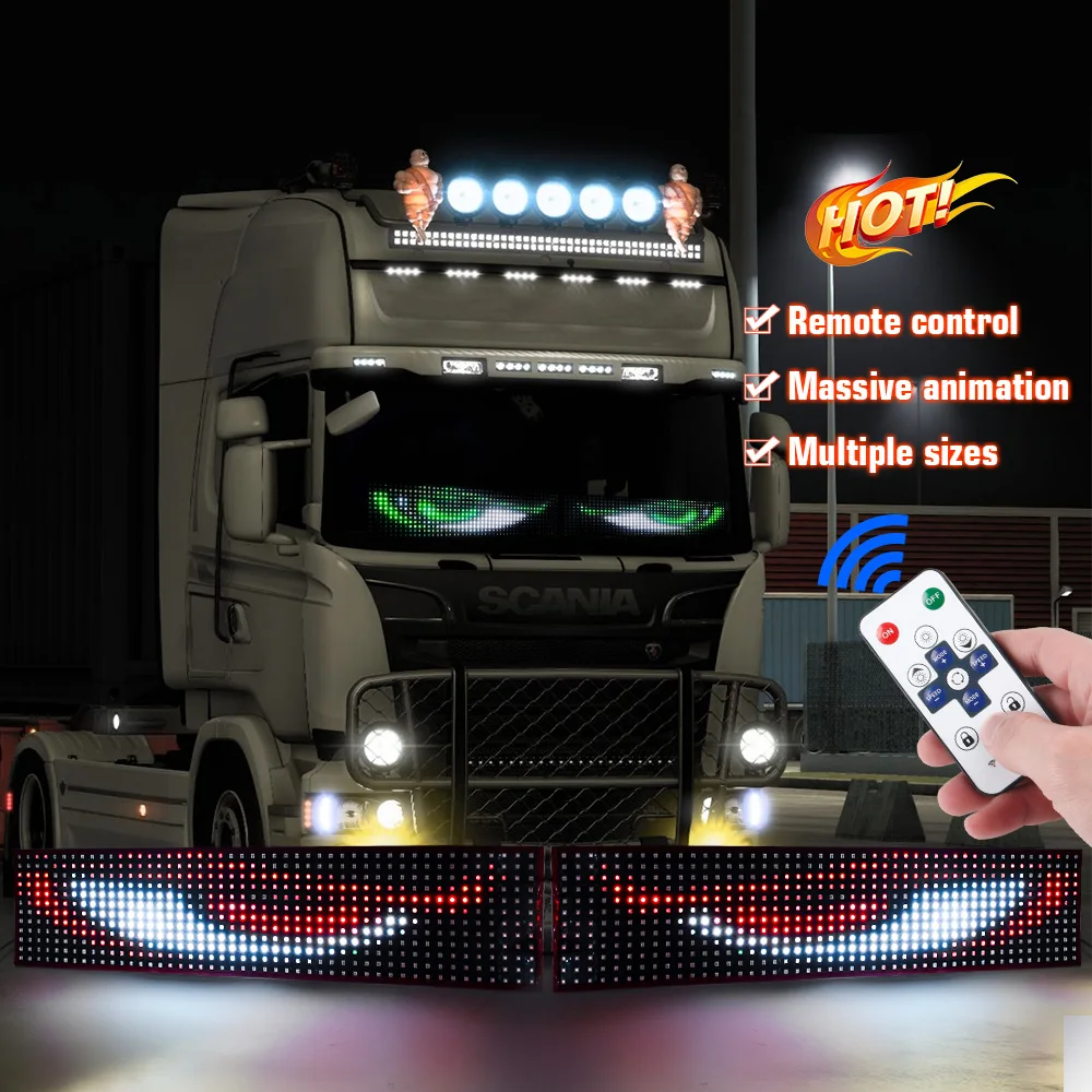 LED Matrix Pixel Panel Lighting Devil Eye Truck Remote Control Graffiti Scrolling Soft Foldable Stick Up Text Board Windshield