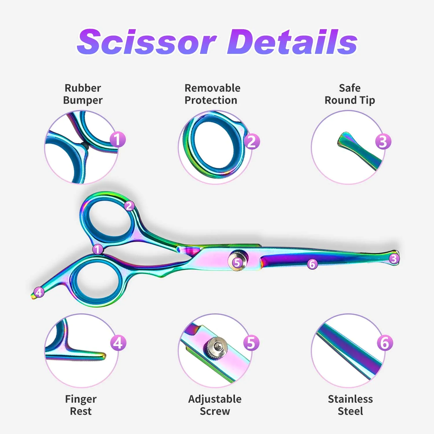 Safty Round Tip  Pet Grooming Scissors Dog Hair Tool Set Professional Trimming Scissors Bent Scissors Haircutting Scissors