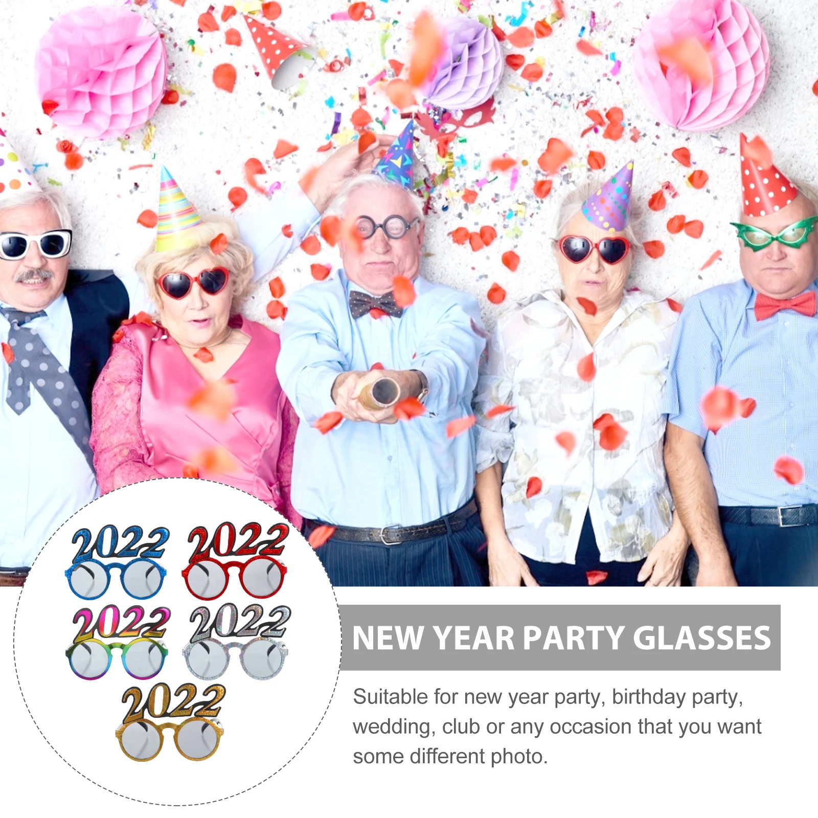 

5pcs Funny Photo Props 2022 New Year 2022 Sunglasses Party Accessories Eyeglasses Mini 2020 Glasses Sunglasses