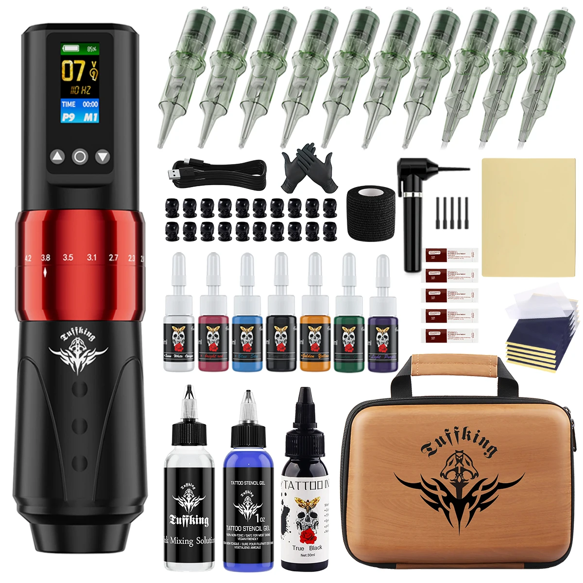 

Beginner adjustable trip dual battery wireless tattoo machine screen display tattoo pen set cutting line fogging tattoo tool
